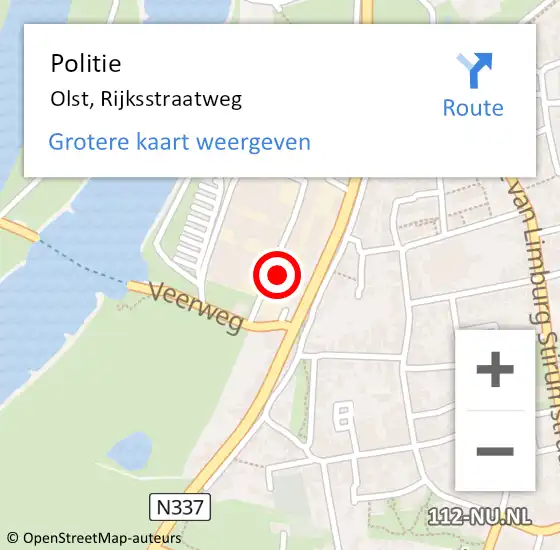 Locatie op kaart van de 112 melding: Politie Olst, Rijksstraatweg op 20 augustus 2021 17:45