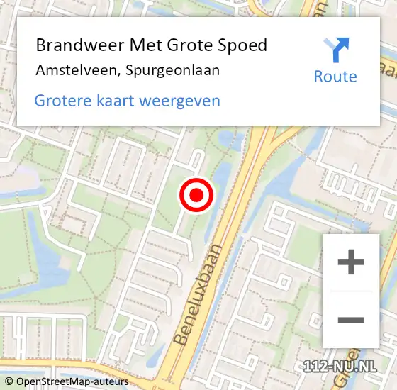 Locatie op kaart van de 112 melding: Brandweer Met Grote Spoed Naar Amstelveen, Spurgeonlaan op 20 augustus 2021 17:48