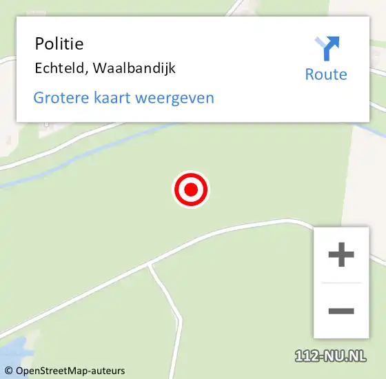 Locatie op kaart van de 112 melding: Politie Echteld, Waalbandijk op 20 augustus 2021 18:14