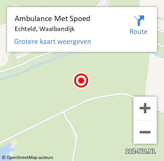 Locatie op kaart van de 112 melding: Ambulance Met Spoed Naar Echteld, Waalbandijk op 20 augustus 2021 18:15