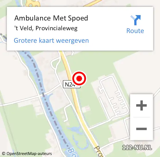 Locatie op kaart van de 112 melding: Ambulance Met Spoed Naar 't Veld, Provincialeweg op 20 augustus 2021 18:40