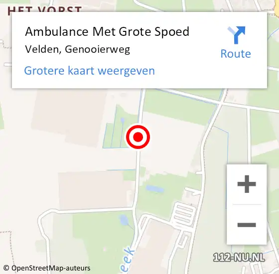 Locatie op kaart van de 112 melding: Ambulance Met Grote Spoed Naar Velden, Genooierweg op 20 juni 2014 10:53