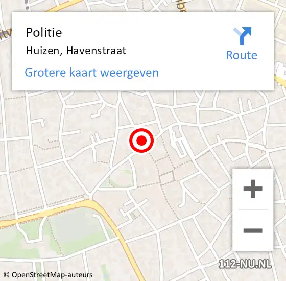 Locatie op kaart van de 112 melding: Politie Huizen, Havenstraat op 20 augustus 2021 19:01