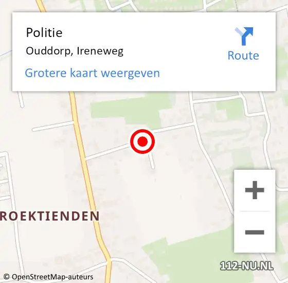 Locatie op kaart van de 112 melding: Politie Ouddorp, Ireneweg op 20 augustus 2021 19:05