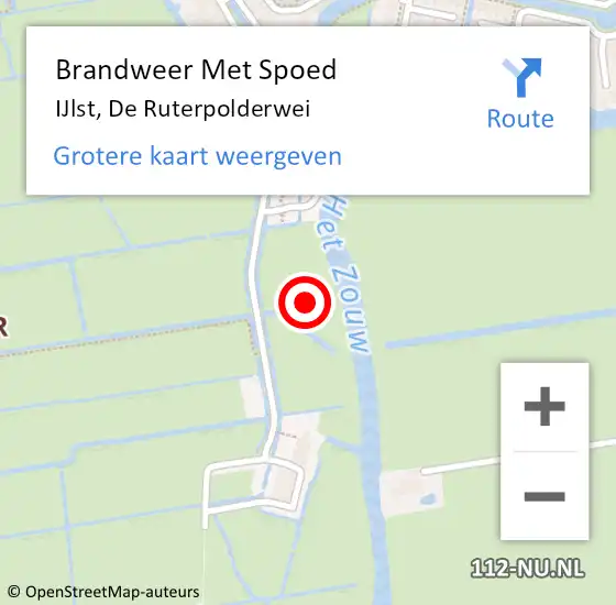 Locatie op kaart van de 112 melding: Brandweer Met Spoed Naar IJlst, De Ruterpolderwei op 20 augustus 2021 19:06