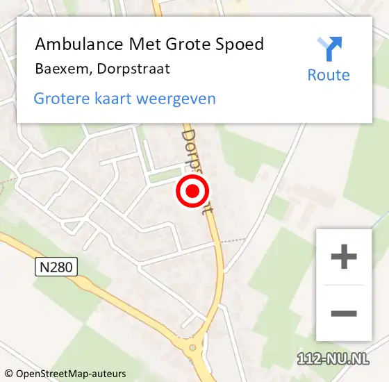 Locatie op kaart van de 112 melding: Ambulance Met Grote Spoed Naar Baexem, Dorpstraat op 20 augustus 2021 19:59