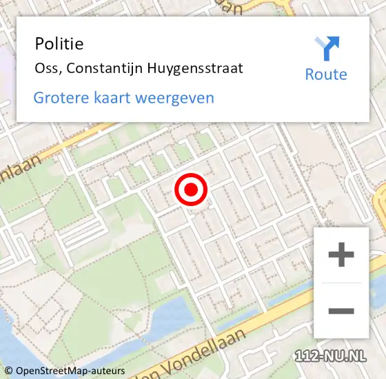 Locatie op kaart van de 112 melding: Politie Oss, Constantijn Huygensstraat op 20 augustus 2021 20:00