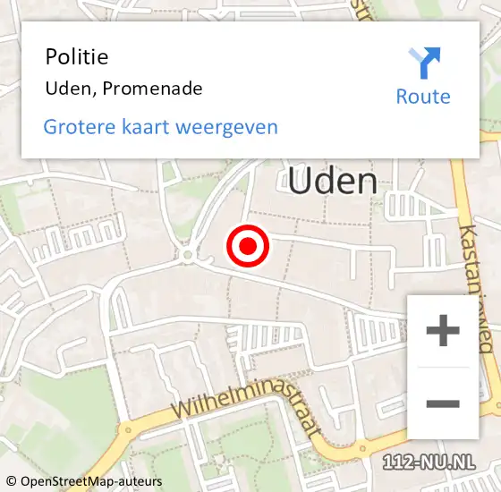 Locatie op kaart van de 112 melding: Politie Uden, Promenade op 20 augustus 2021 20:17