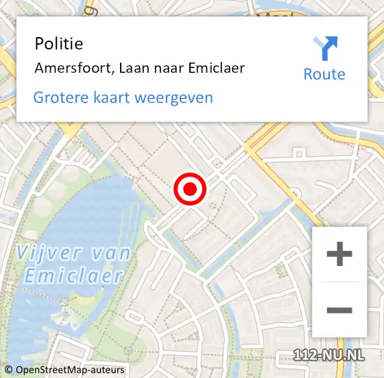 Locatie op kaart van de 112 melding: Politie Amersfoort, Laan naar Emiclaer op 20 augustus 2021 20:19