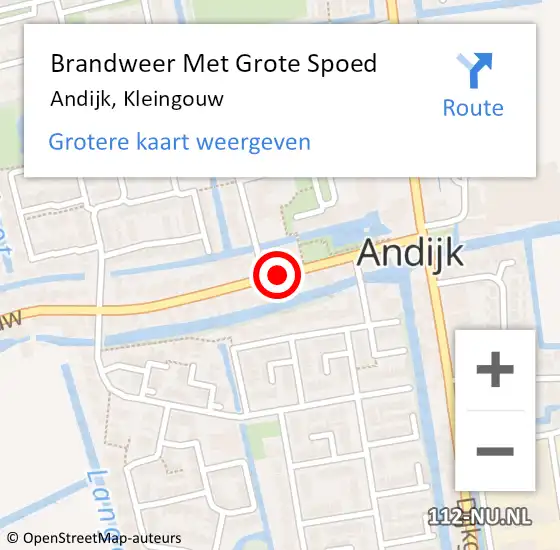 Locatie op kaart van de 112 melding: Brandweer Met Grote Spoed Naar Andijk, Kleingouw op 20 augustus 2021 20:27