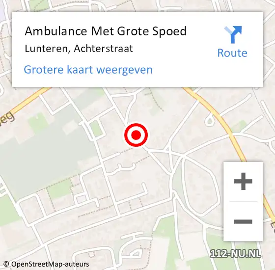 Locatie op kaart van de 112 melding: Ambulance Met Grote Spoed Naar Lunteren, Achterstraat op 20 augustus 2021 20:36