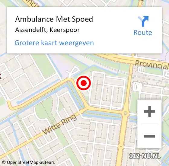 Locatie op kaart van de 112 melding: Ambulance Met Spoed Naar Assendelft, Keerspoor op 20 augustus 2021 20:51