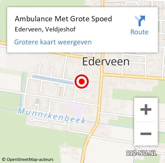 Locatie op kaart van de 112 melding: Ambulance Met Grote Spoed Naar Ederveen, Veldjeshof op 20 augustus 2021 21:00