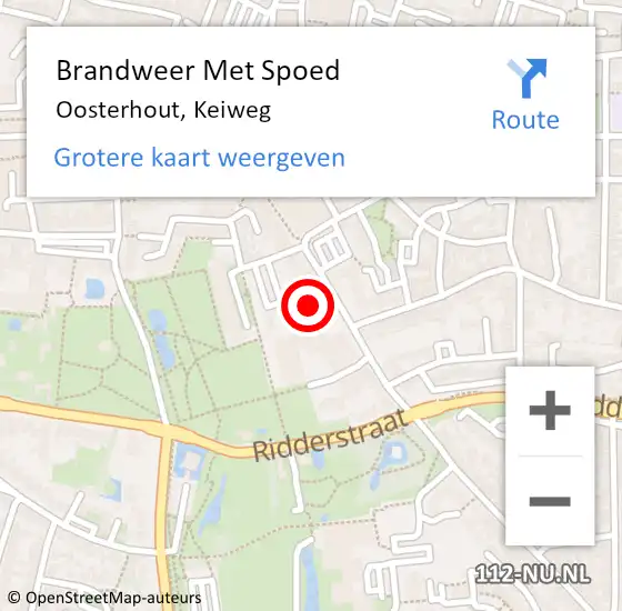 Locatie op kaart van de 112 melding: Brandweer Met Spoed Naar Oosterhout, Keiweg op 20 augustus 2021 21:06