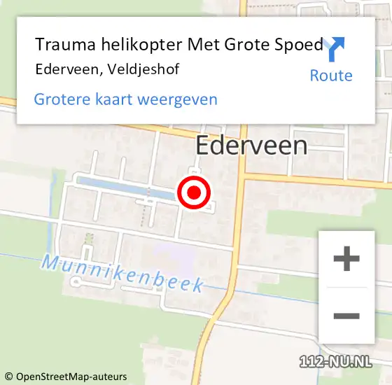 Locatie op kaart van de 112 melding: Trauma helikopter Met Grote Spoed Naar Ederveen, Veldjeshof op 20 augustus 2021 21:06