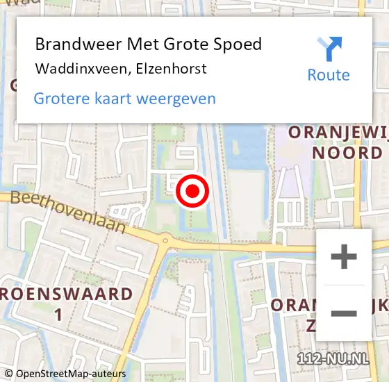 Locatie op kaart van de 112 melding: Brandweer Met Grote Spoed Naar Waddinxveen, Elzenhorst op 20 augustus 2021 21:08