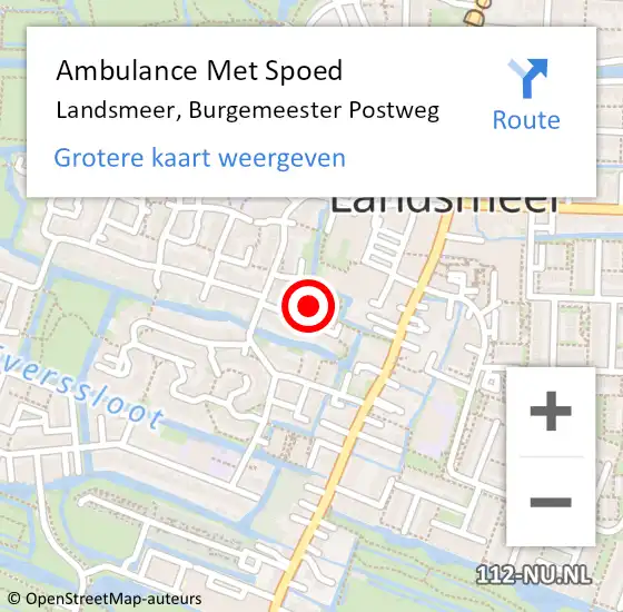 Locatie op kaart van de 112 melding: Ambulance Met Spoed Naar Landsmeer, Burgemeester Postweg op 20 augustus 2021 21:29