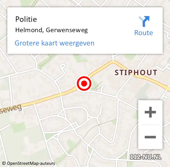 Locatie op kaart van de 112 melding: Politie Helmond, Gerwenseweg op 20 augustus 2021 22:25