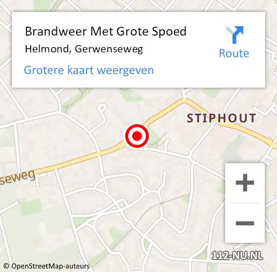 Locatie op kaart van de 112 melding: Brandweer Met Grote Spoed Naar Helmond, Gerwenseweg op 20 augustus 2021 22:25