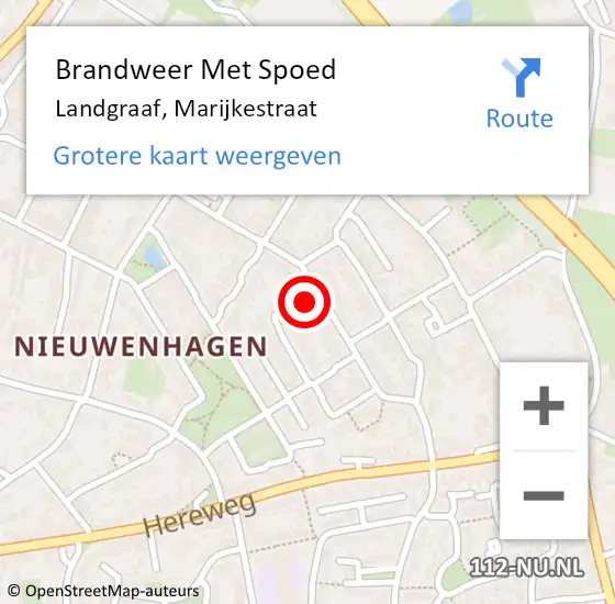 Locatie op kaart van de 112 melding: Brandweer Met Spoed Naar Landgraaf, Marijkestraat op 20 augustus 2021 22:25