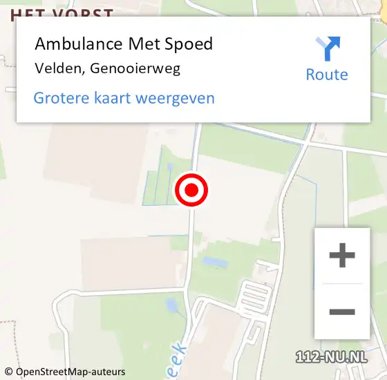 Locatie op kaart van de 112 melding: Ambulance Met Spoed Naar Velden, Genooierweg op 20 juni 2014 11:11