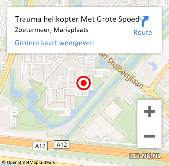 Locatie op kaart van de 112 melding: Trauma helikopter Met Grote Spoed Naar Zoetermeer, Mariaplaats op 20 augustus 2021 22:57