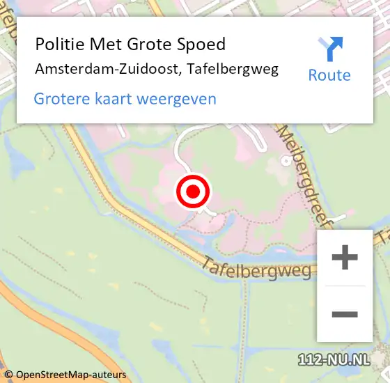 Locatie op kaart van de 112 melding: Politie Met Grote Spoed Naar Amsterdam-Zuidoost, Tafelbergweg op 20 augustus 2021 23:03