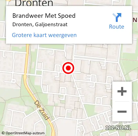 Locatie op kaart van de 112 melding: Brandweer Met Spoed Naar Dronten, Galjoenstraat op 20 augustus 2021 23:49