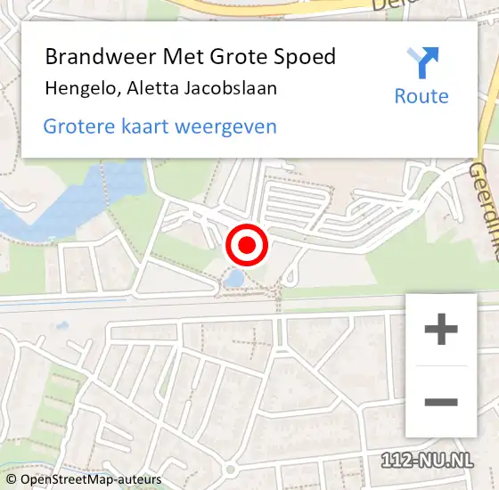 Locatie op kaart van de 112 melding: Brandweer Met Grote Spoed Naar Hengelo, Aletta Jacobslaan op 21 augustus 2021 00:06