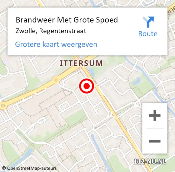 Locatie op kaart van de 112 melding: Brandweer Met Grote Spoed Naar Zwolle, Regentenstraat op 21 augustus 2021 00:08