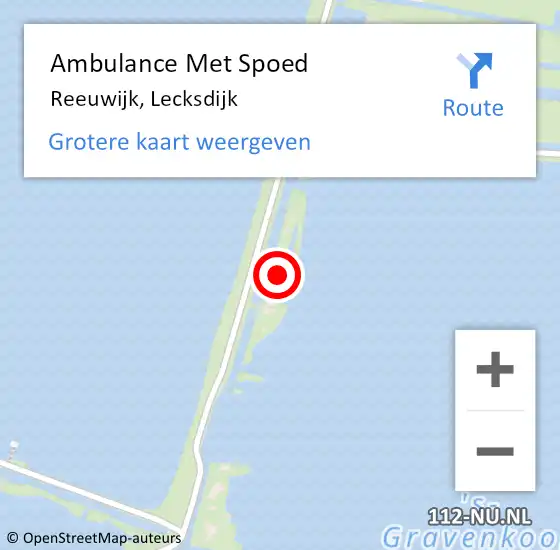 Locatie op kaart van de 112 melding: Ambulance Met Spoed Naar Reeuwijk, Lecksdijk op 21 augustus 2021 01:58