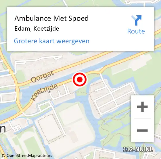 Locatie op kaart van de 112 melding: Ambulance Met Spoed Naar Edam, Keetzijde op 21 augustus 2021 02:05