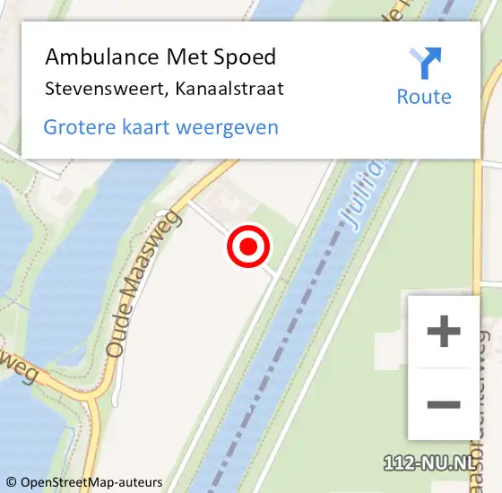 Locatie op kaart van de 112 melding: Ambulance Met Spoed Naar Stevensweert, Kanaalstraat op 20 juni 2014 11:22