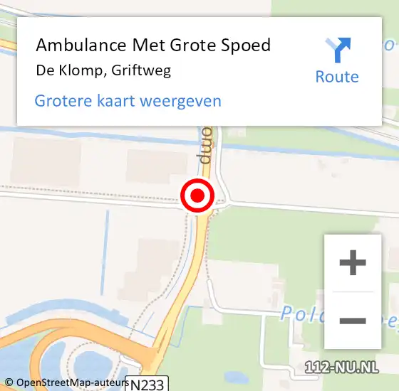 Locatie op kaart van de 112 melding: Ambulance Met Grote Spoed Naar De Klomp, Griftweg op 21 augustus 2021 03:05