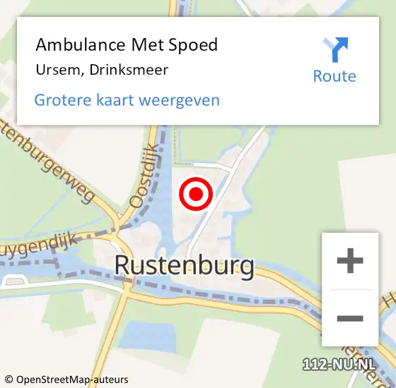 Locatie op kaart van de 112 melding: Ambulance Met Spoed Naar Ursem, Drinksmeer op 21 augustus 2021 03:17