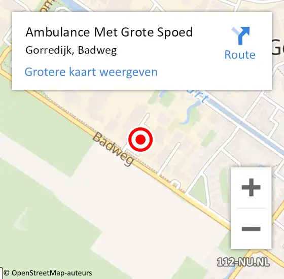 Locatie op kaart van de 112 melding: Ambulance Met Grote Spoed Naar Gorredijk, Badweg op 20 juni 2014 11:25