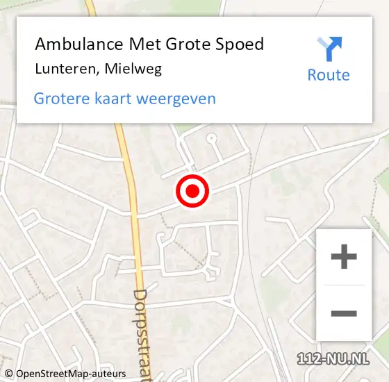 Locatie op kaart van de 112 melding: Ambulance Met Grote Spoed Naar Lunteren, Mielweg op 21 augustus 2021 03:50