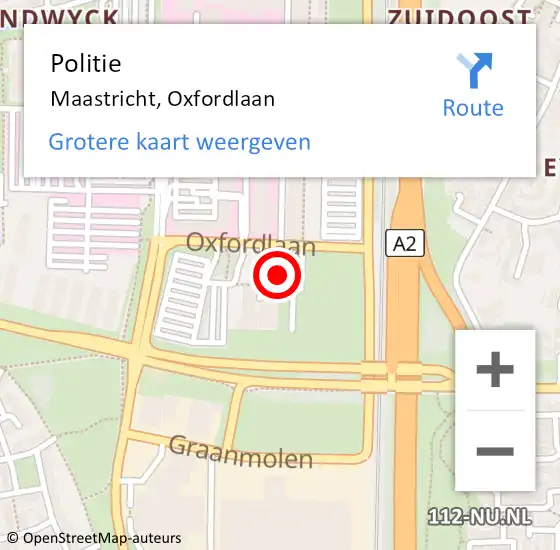 Locatie op kaart van de 112 melding: Politie Maastricht, Oxfordlaan op 21 augustus 2021 04:43