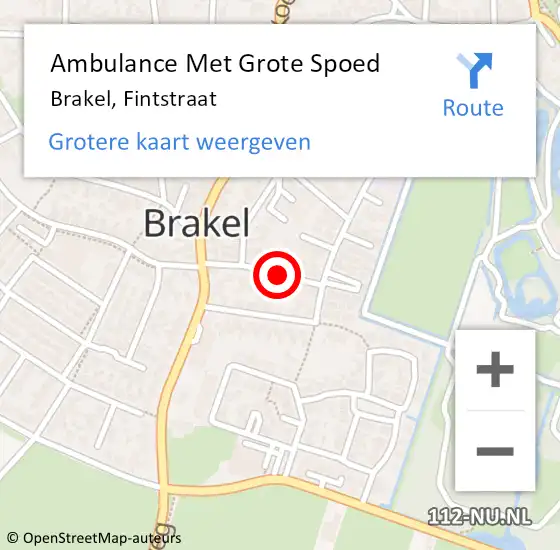 Locatie op kaart van de 112 melding: Ambulance Met Grote Spoed Naar Brakel, Fintstraat op 21 augustus 2021 04:52