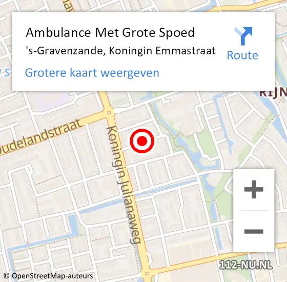 Locatie op kaart van de 112 melding: Ambulance Met Grote Spoed Naar 's-Gravenzande, Koningin Emmastraat op 21 augustus 2021 04:55