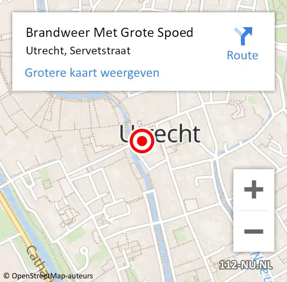 Locatie op kaart van de 112 melding: Brandweer Met Grote Spoed Naar Utrecht, Servetstraat op 21 augustus 2021 06:09