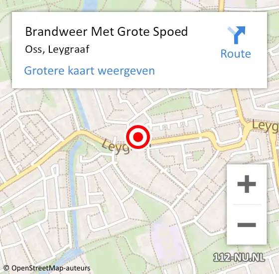 Locatie op kaart van de 112 melding: Brandweer Met Grote Spoed Naar Oss, Leygraaf op 21 augustus 2021 06:19