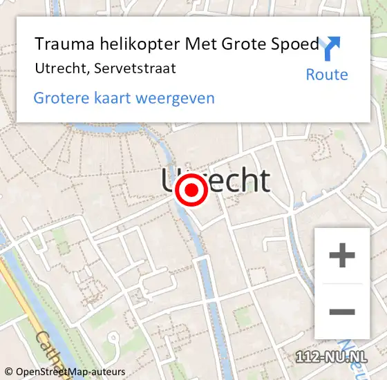 Locatie op kaart van de 112 melding: Trauma helikopter Met Grote Spoed Naar Utrecht, Servetstraat op 21 augustus 2021 06:37