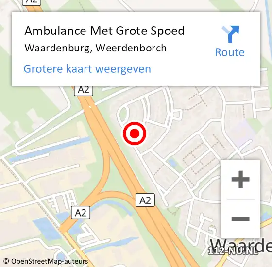 Locatie op kaart van de 112 melding: Ambulance Met Grote Spoed Naar Waardenburg, Weerdenborch op 21 augustus 2021 07:06