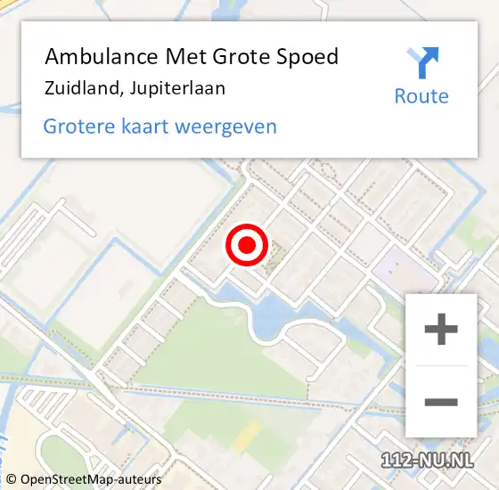 Locatie op kaart van de 112 melding: Ambulance Met Grote Spoed Naar Zuidland, Jupiterlaan op 21 augustus 2021 07:06