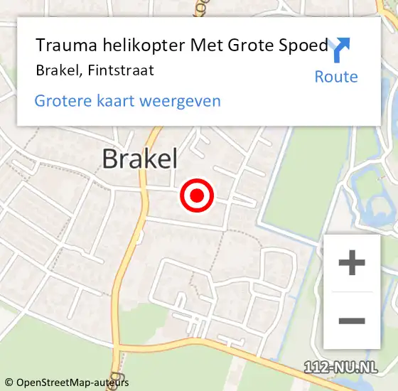 Locatie op kaart van de 112 melding: Trauma helikopter Met Grote Spoed Naar Brakel, Fintstraat op 21 augustus 2021 08:11