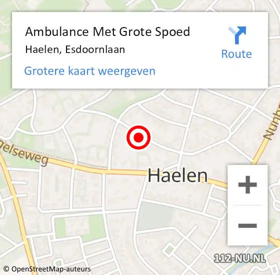 Locatie op kaart van de 112 melding: Ambulance Met Grote Spoed Naar Haelen, Esdoornlaan op 21 augustus 2021 08:41