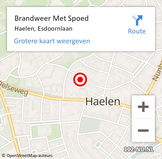 Locatie op kaart van de 112 melding: Brandweer Met Spoed Naar Haelen, Esdoornlaan op 21 augustus 2021 08:41