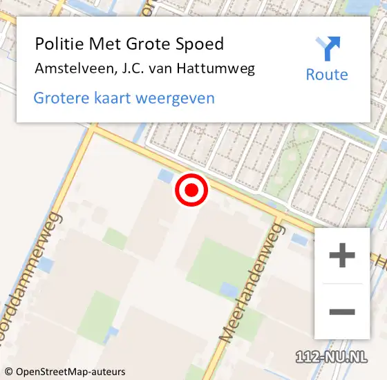 Locatie op kaart van de 112 melding: Politie Met Grote Spoed Naar Amstelveen, J.C. van Hattumweg op 21 augustus 2021 09:07