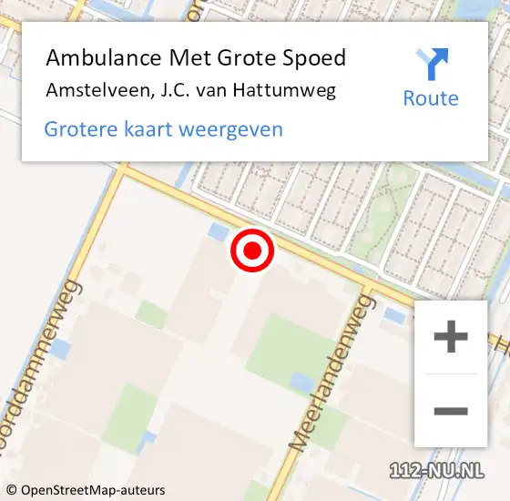 Locatie op kaart van de 112 melding: Ambulance Met Grote Spoed Naar Amstelveen, J.C. van Hattumweg op 21 augustus 2021 09:07